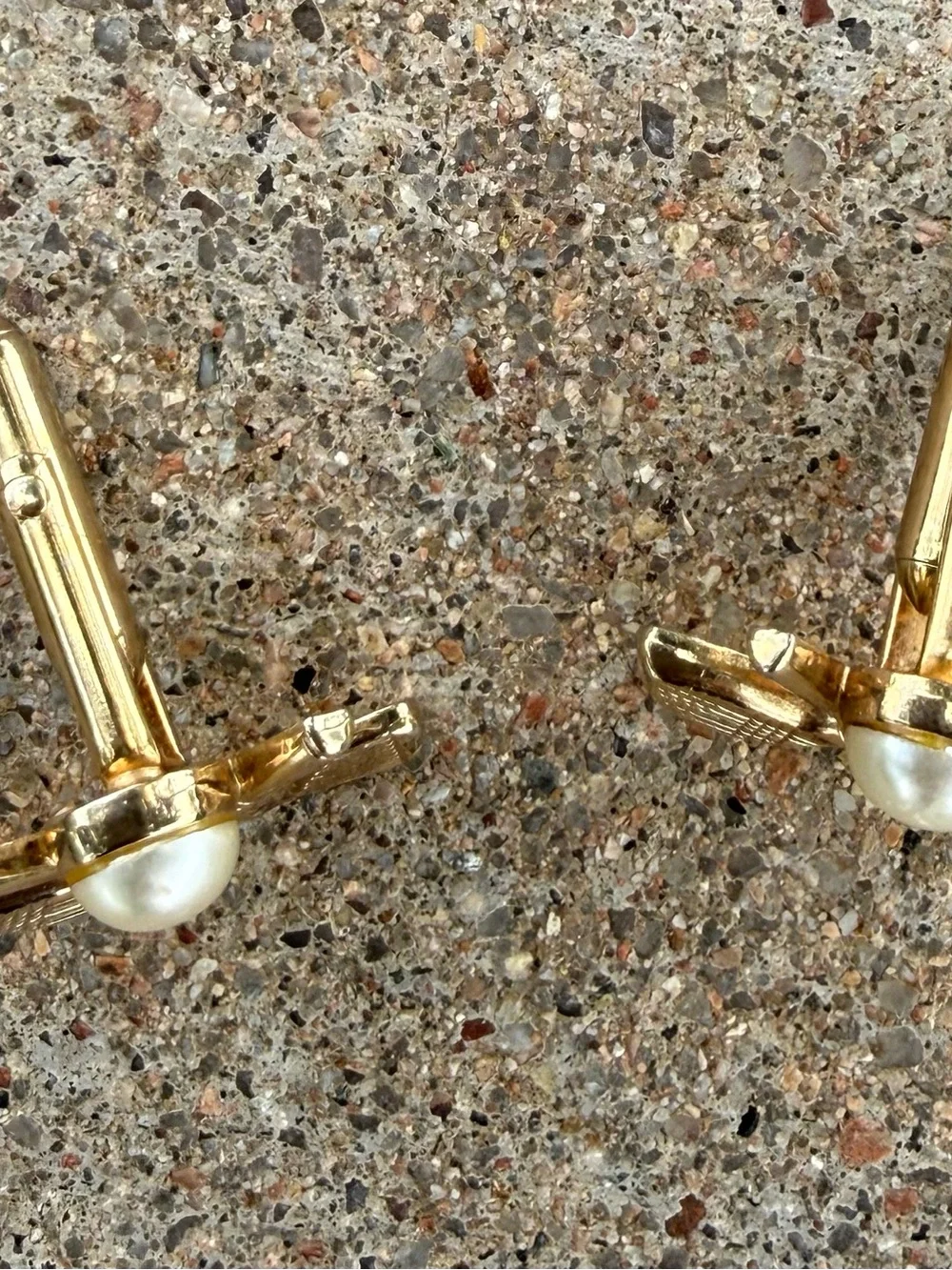 SWANK Gold Plate & Faux Pearl Golf Clubs & Ball Cufflinks Wedding Formal Vintage